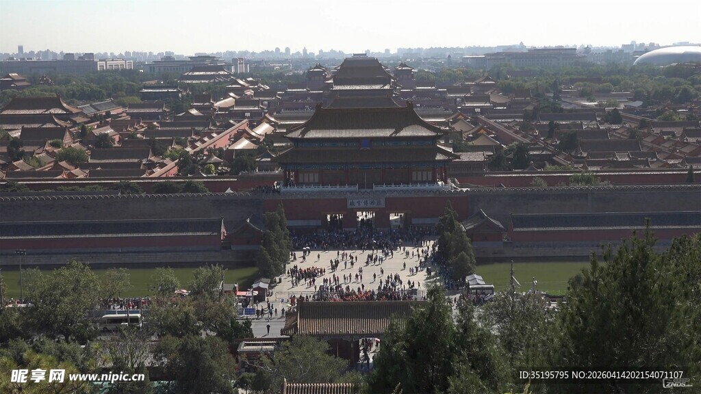 俯瞰北京故宫热闹景象