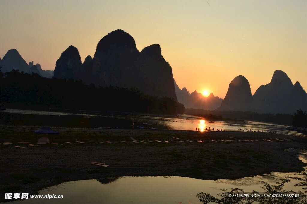 漓江日落山水美景