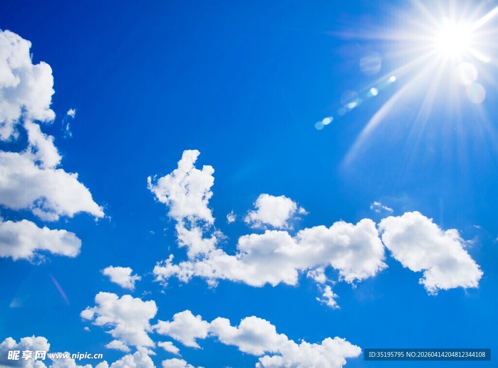 晴朗蓝天白云与阳光