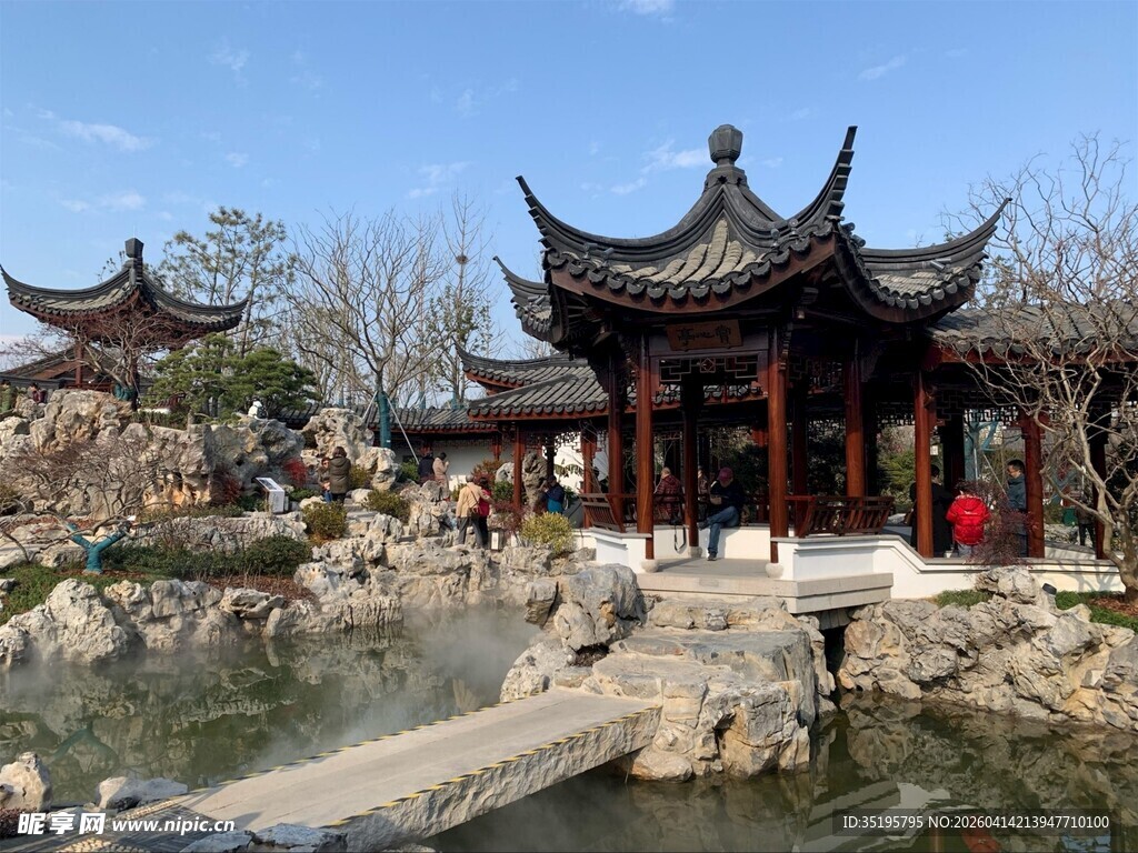 中式古典园林景观一角