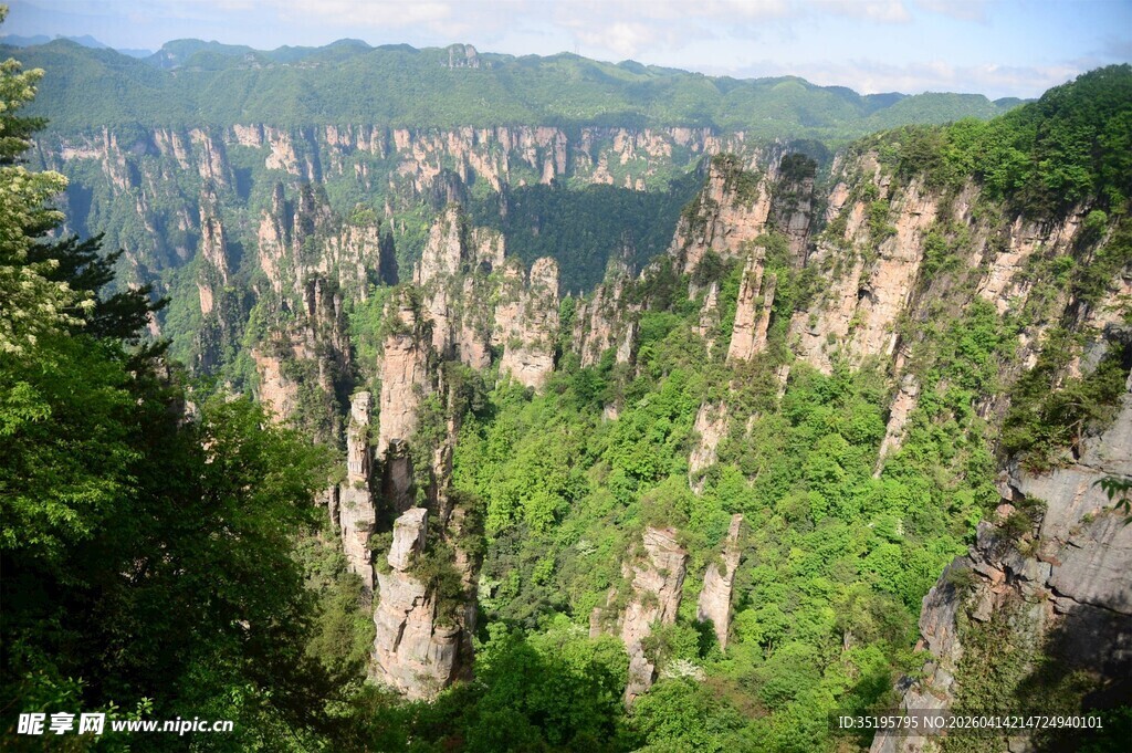 壮丽山峦间的翠绿奇峰