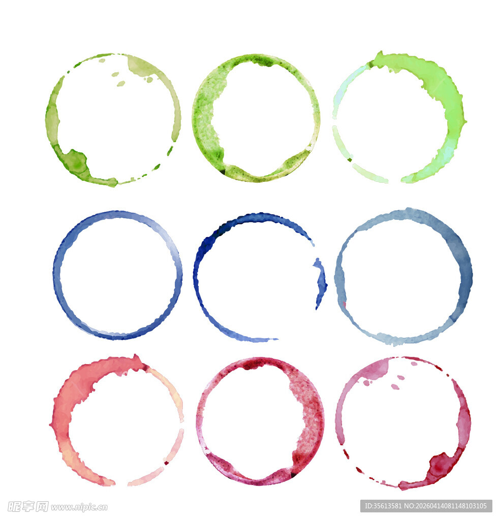 水彩圆环素材