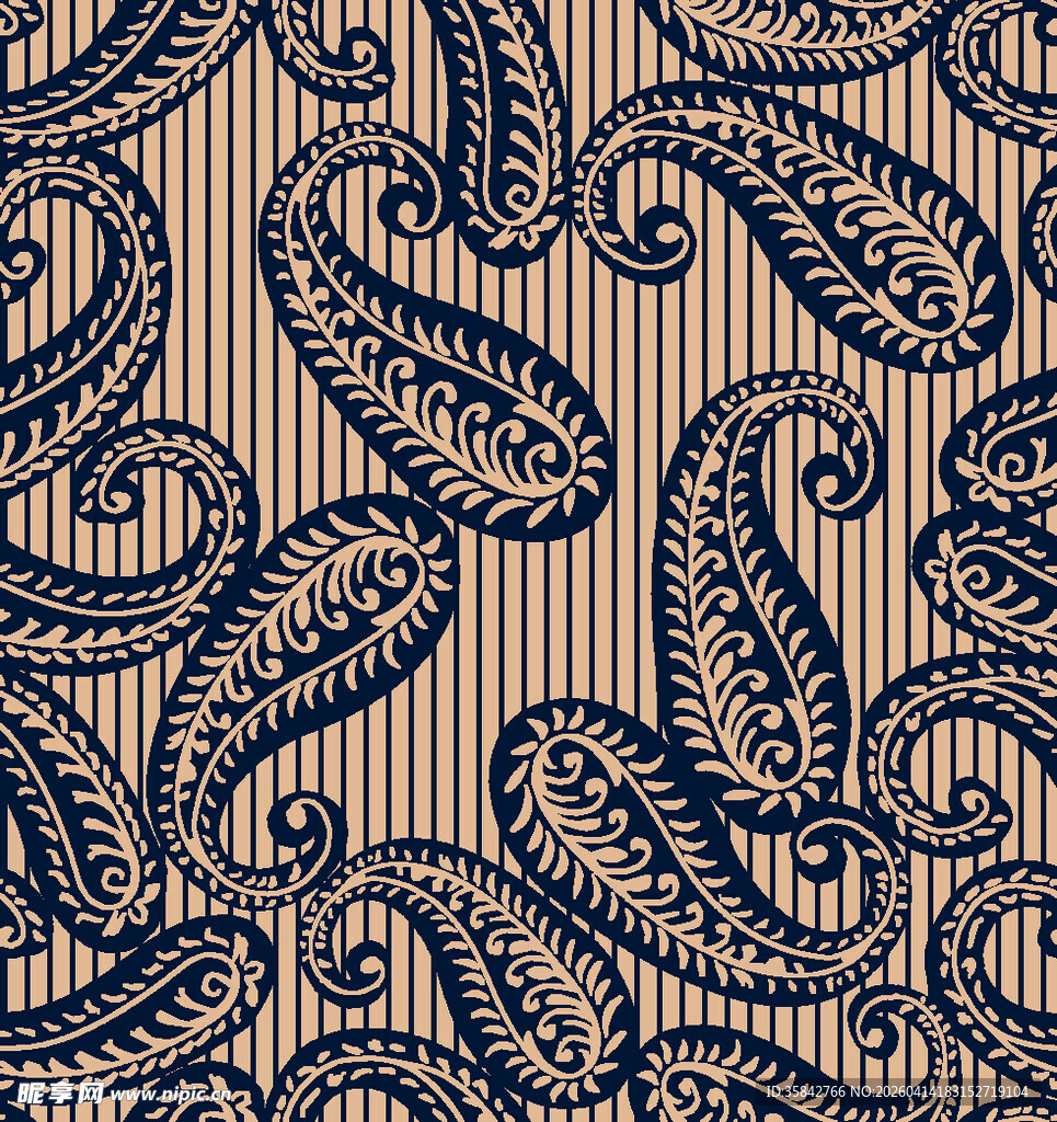 复古佩斯利花纹图案