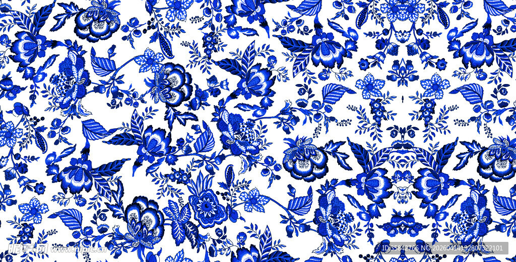 蓝白抽象花卉图案纹理
