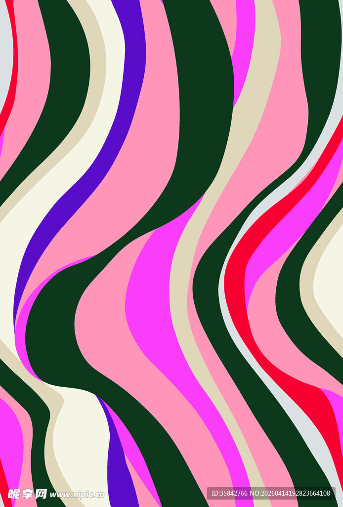 多彩波浪条纹抽象图案