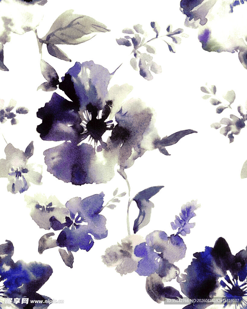 蓝紫色花卉图案背景