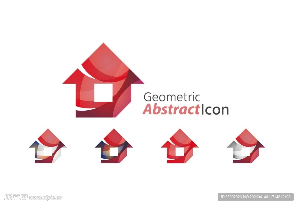 几何抽象风格房屋图标