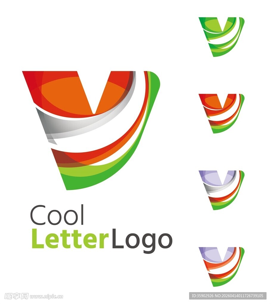 多彩字母V标志设计