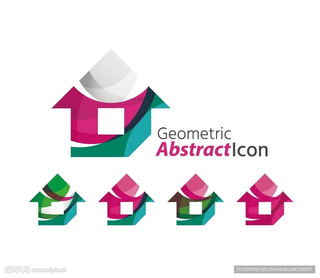几何抽象风格房屋图标