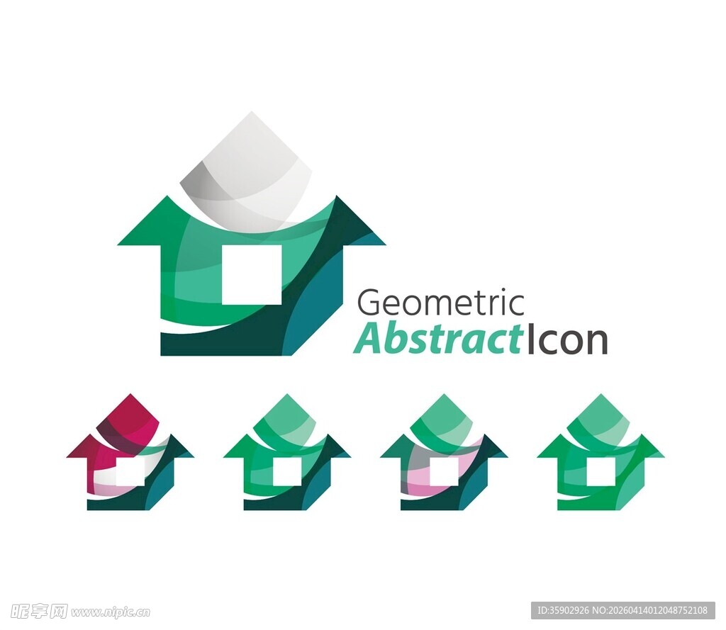 几何抽象房屋图标集合