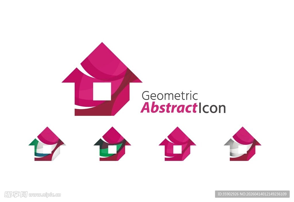 几何抽象风格房屋图标