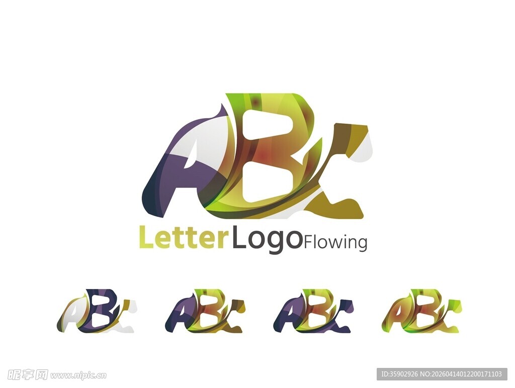 多彩字母AB标志设计