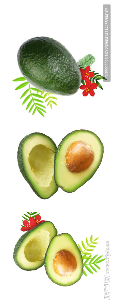 新鲜牛油果切片展示