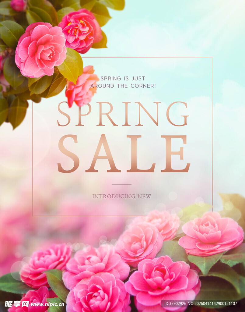 春日花卉促销海报