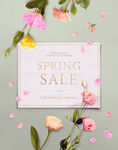 春季促销海报花卉点缀