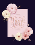 粉色感恩贺卡花朵装饰