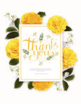 感谢贺卡黄玫瑰装饰