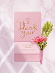 粉色感谢贺卡配娇艳花束
