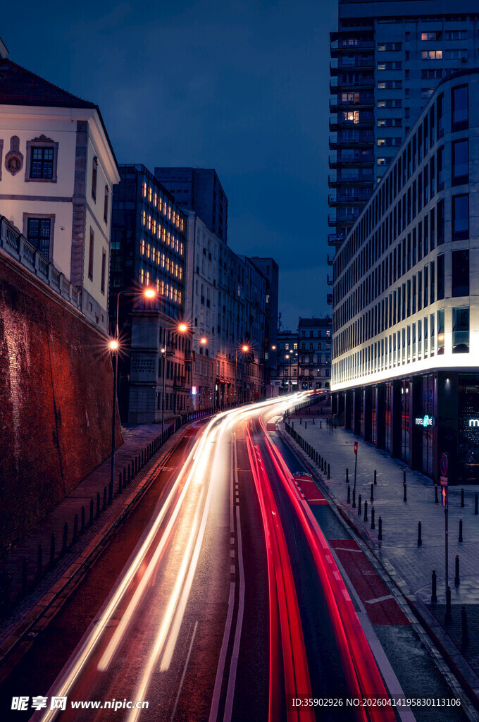 城市夜景车流光影轨迹