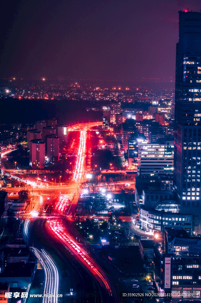 城市夜景车流灯光璀璨