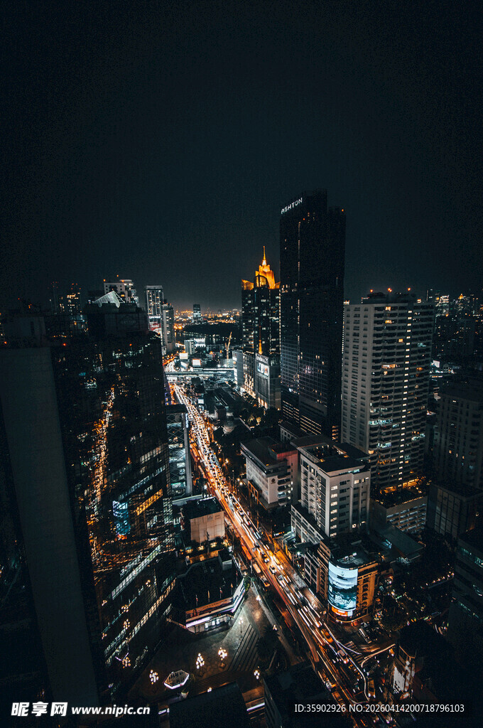 城市夜景俯瞰繁华灯火