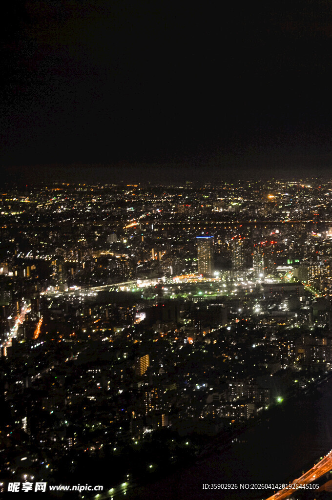 城市璀璨夜景俯瞰图