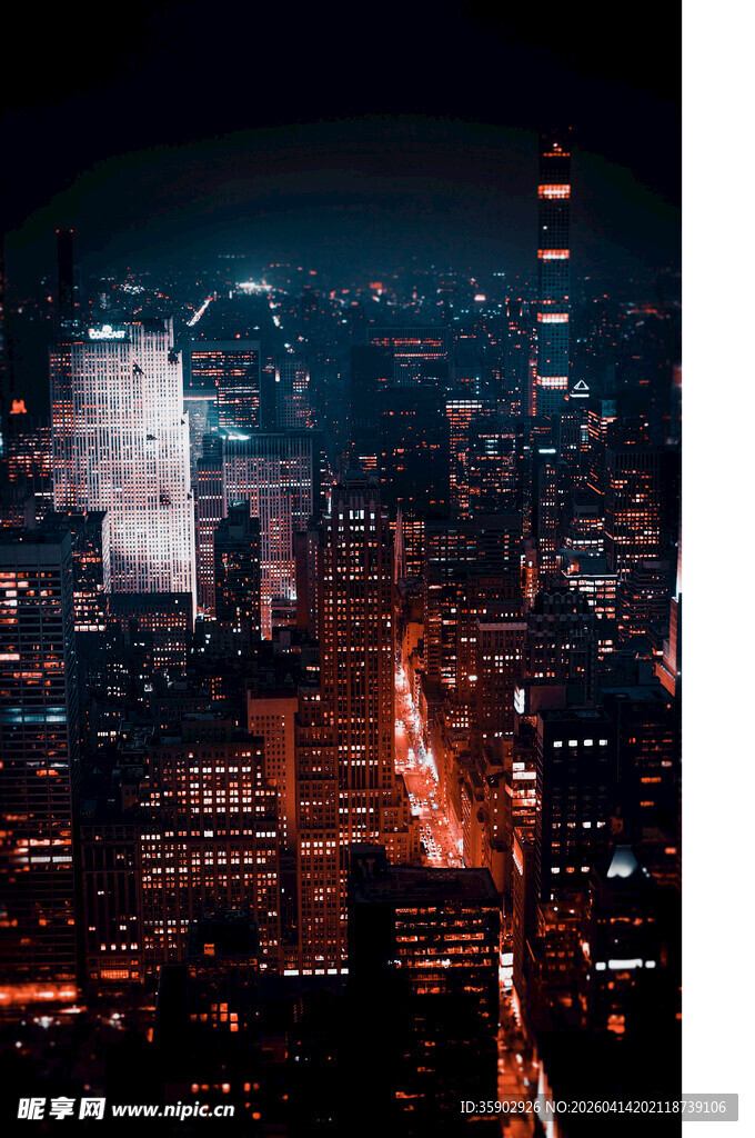 城市璀璨夜景俯瞰图