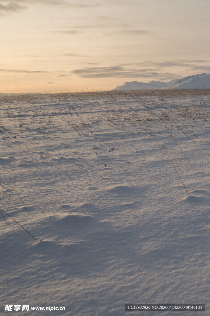雪地黄昏景色