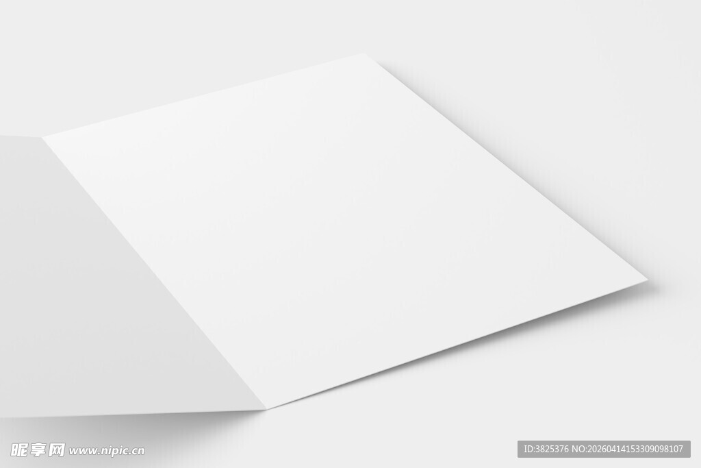 张开的空白对折纸张展示样机