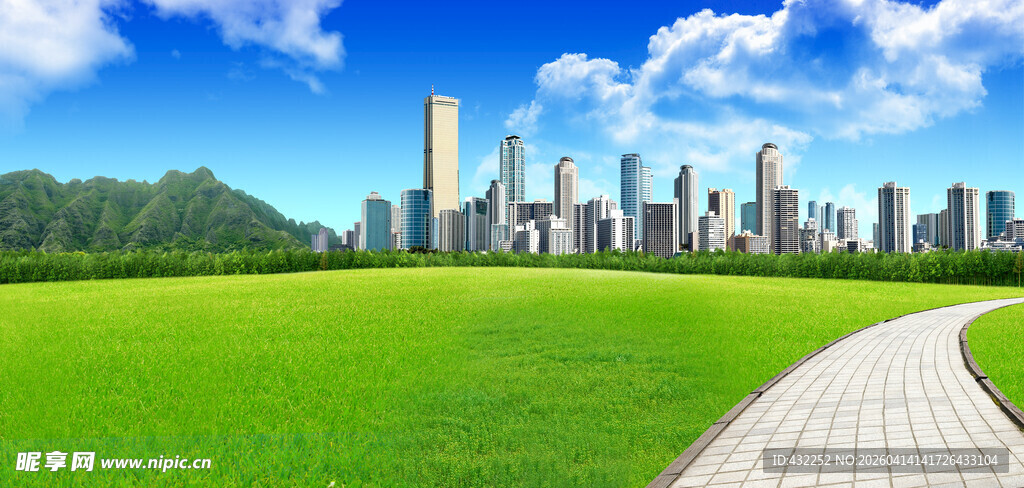 蓝天白云绿草地