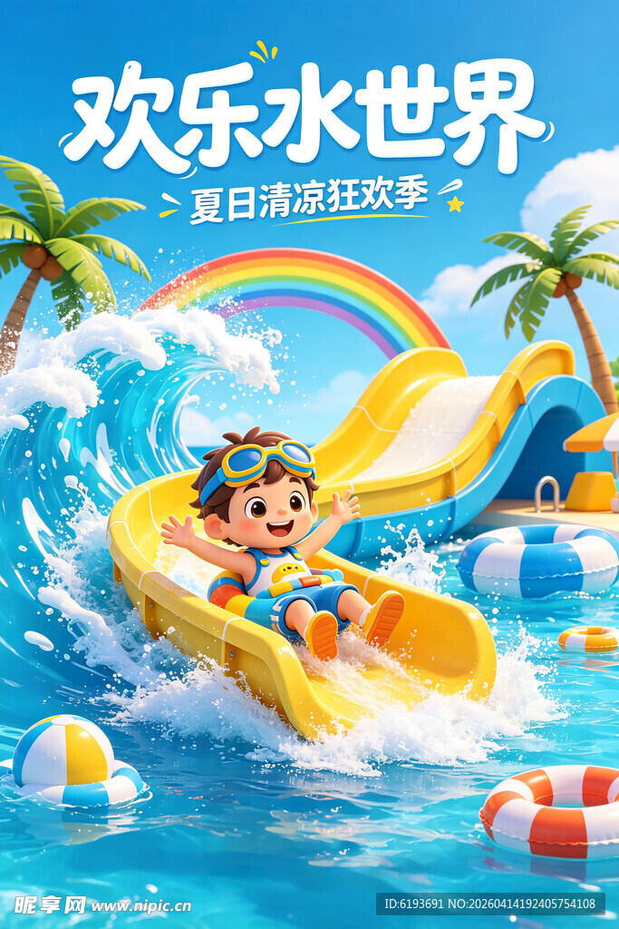 欢乐水世界儿童玩水场景