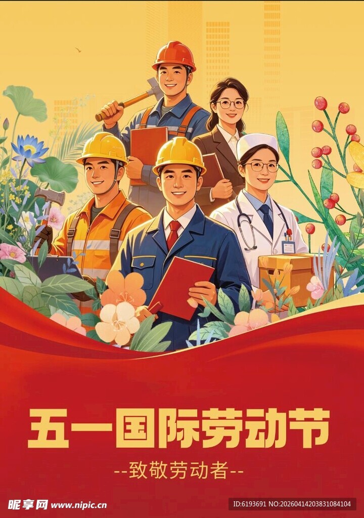 五一劳动节劳动者插画