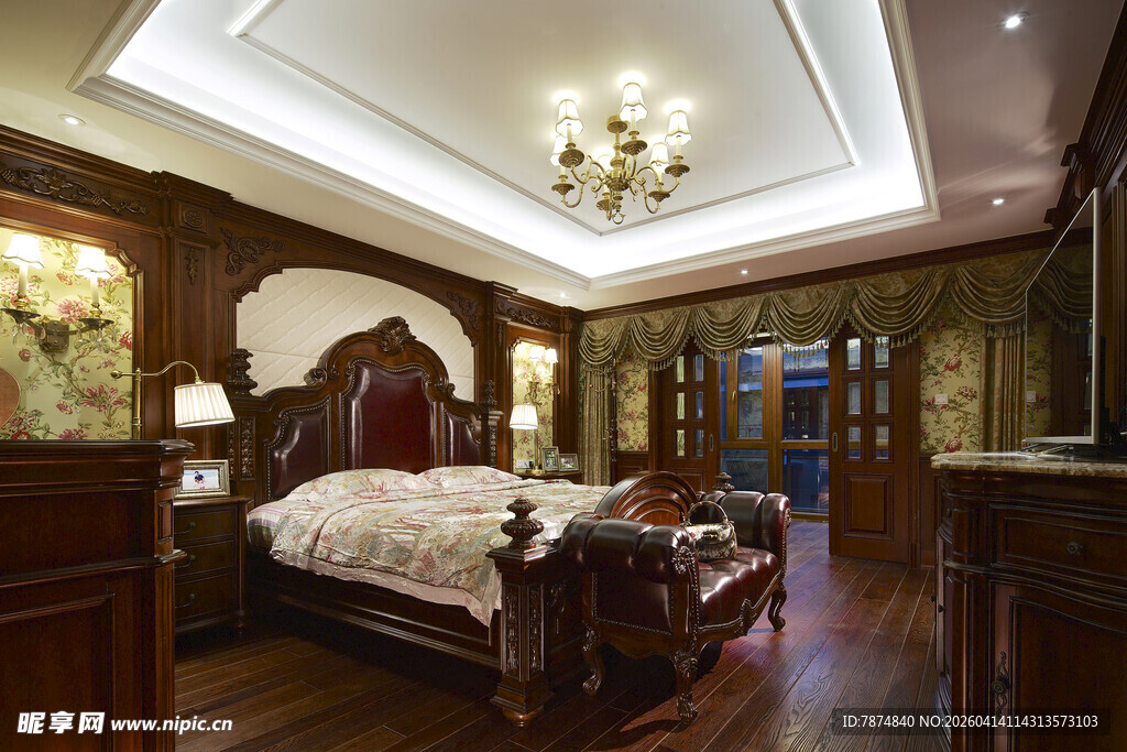 豪华欧式古典卧室场景