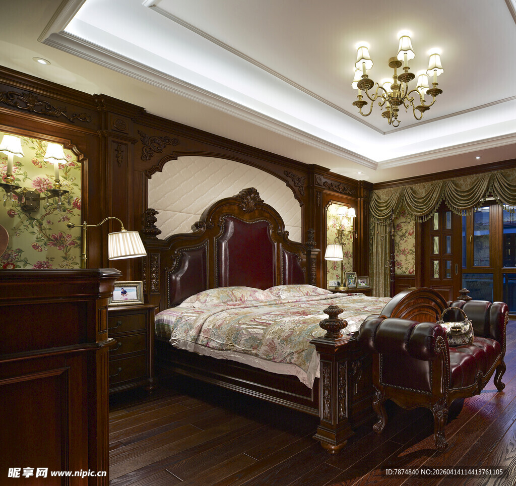 豪华古典风格卧室场景