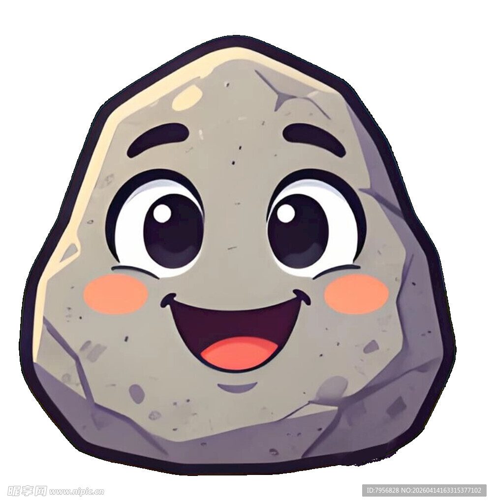 可爱卡通笑脸岩石