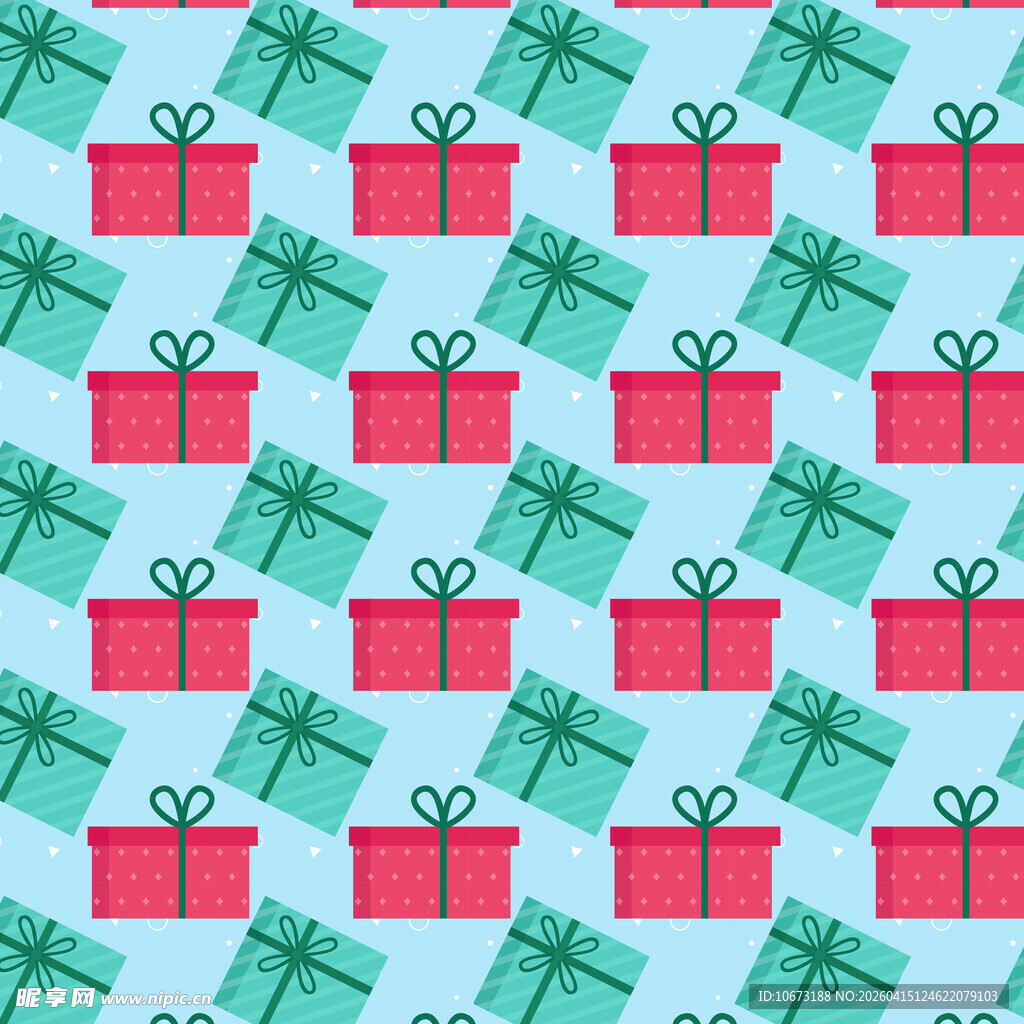 红色和绿色礼盒图案背景图片