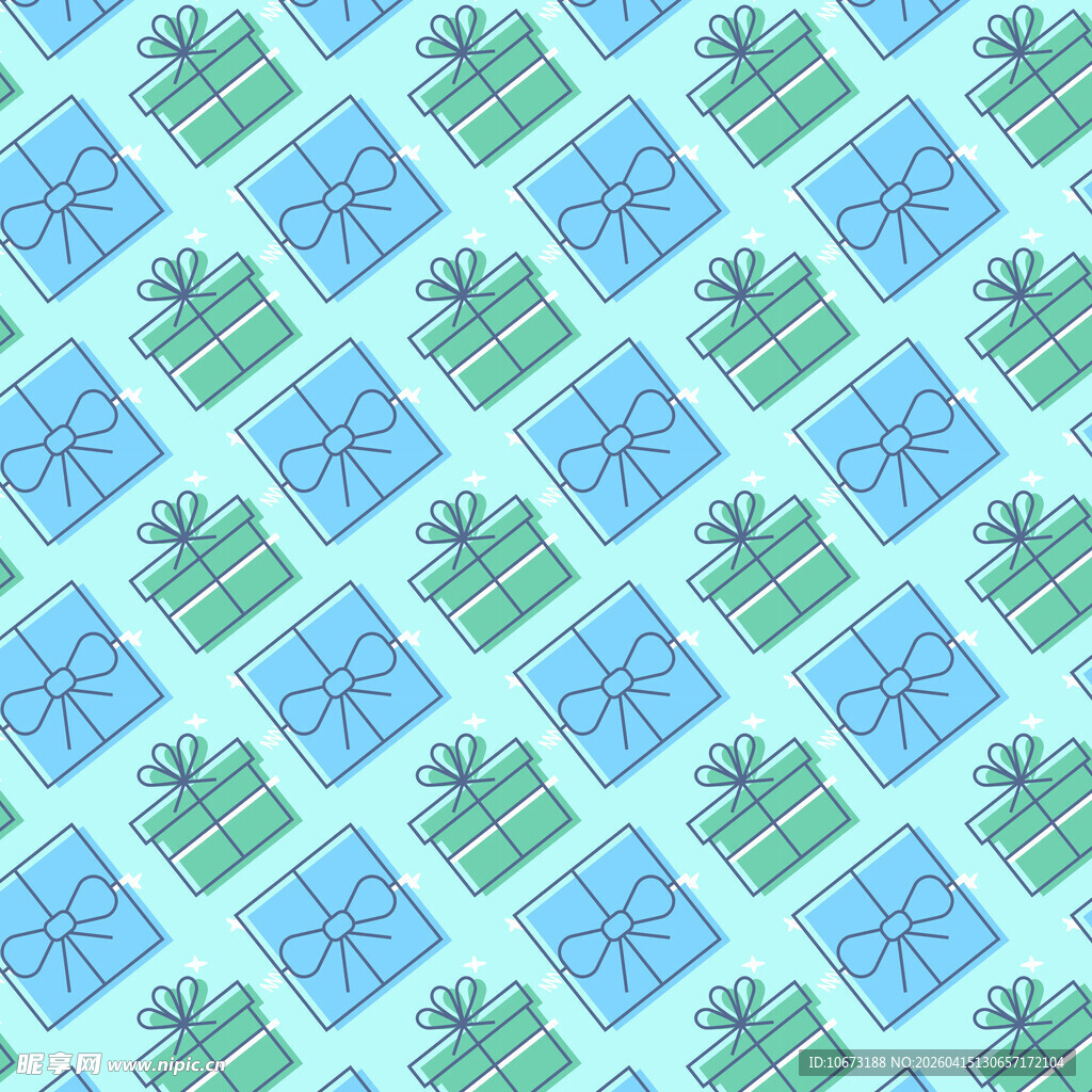 蓝绿色礼盒图案背景图片