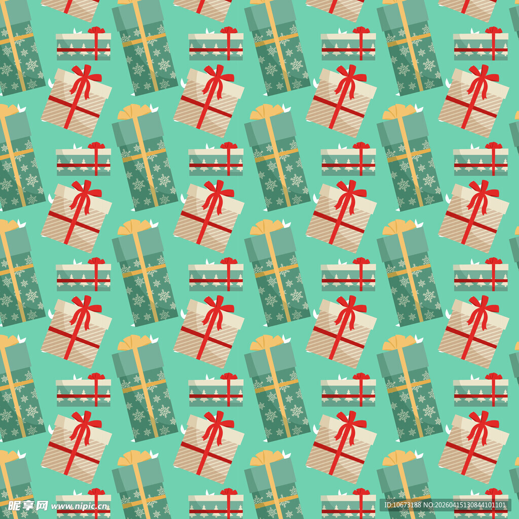 绿色圣诞礼盒图案背景图片