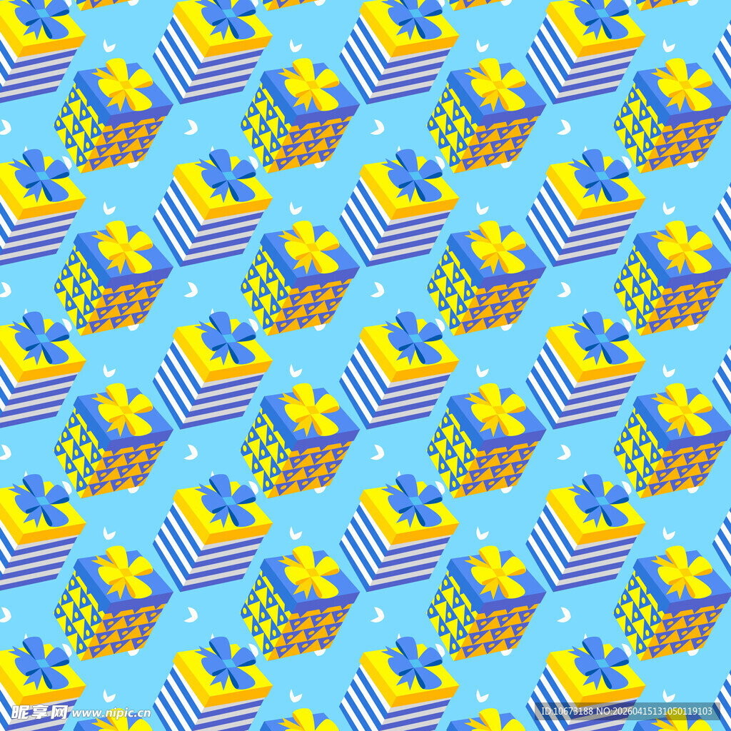 多彩几何图案礼盒图案背景图片