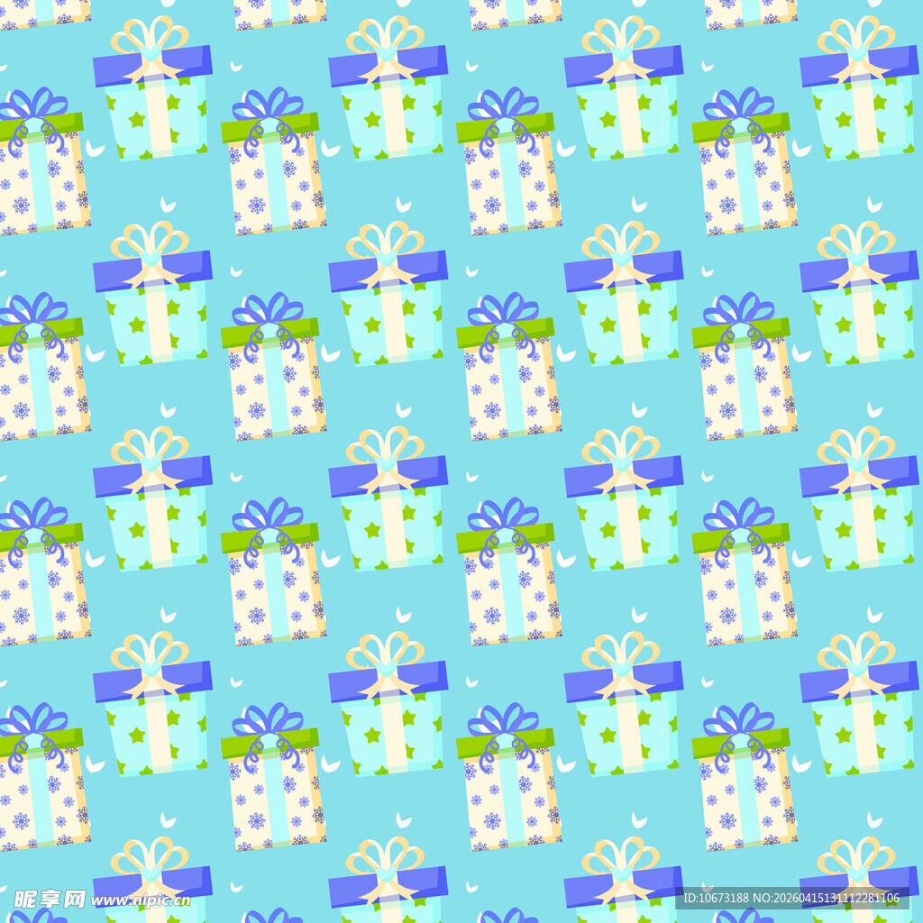 多彩雪花礼盒图案背景图片