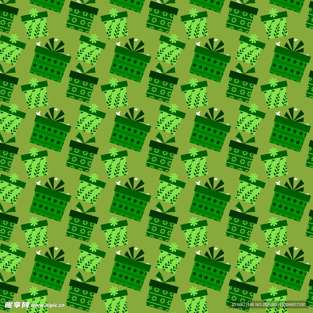 绿色花纹礼盒图案背景图片