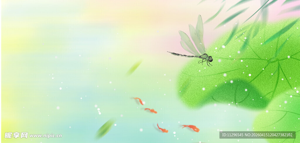 荷塘蜻蜓游鱼梦幻风光