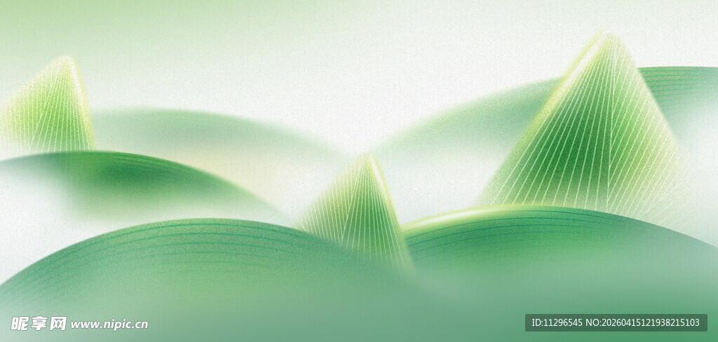 清新绿色波浪形端午节背景