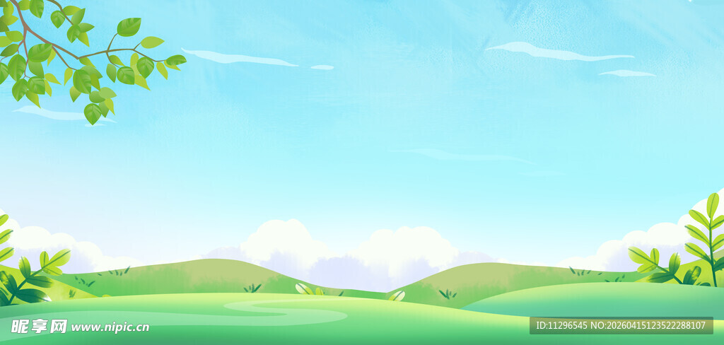 清新绿野蓝天自然风景