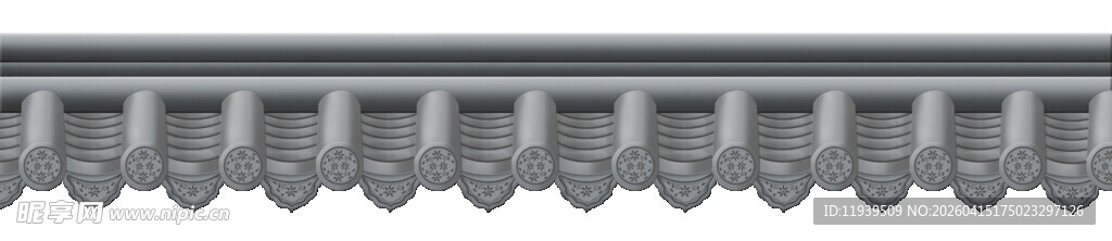 手绘复古青瓦屋檐