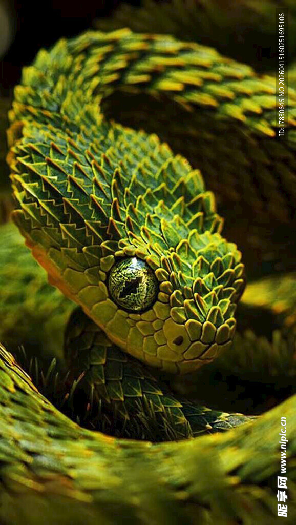 翠绿蝰蛇特写