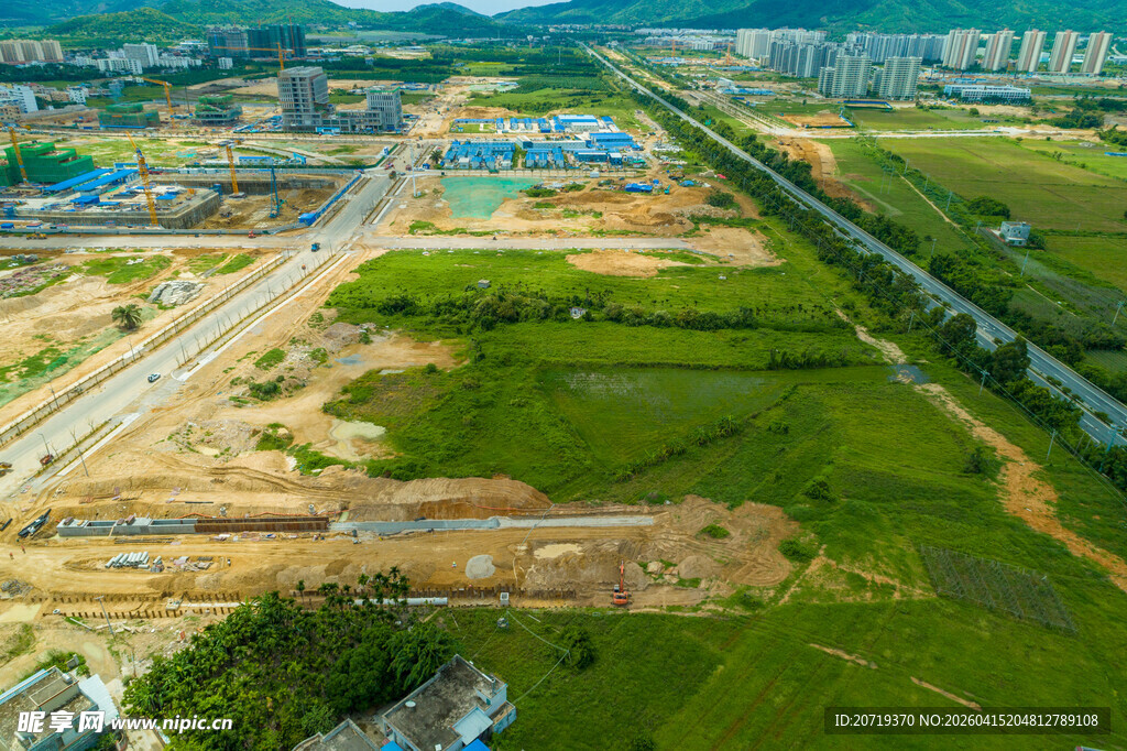 城市在建工地俯瞰景观