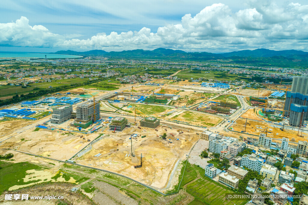 城市建设工地俯瞰景象