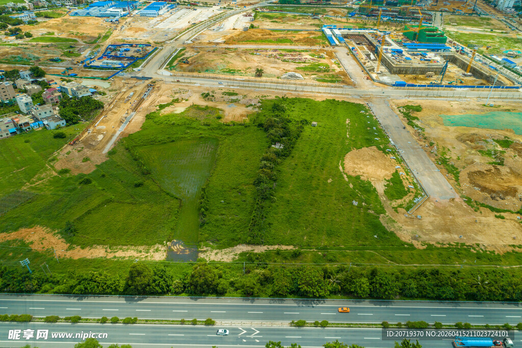 城市在建工地俯瞰景象