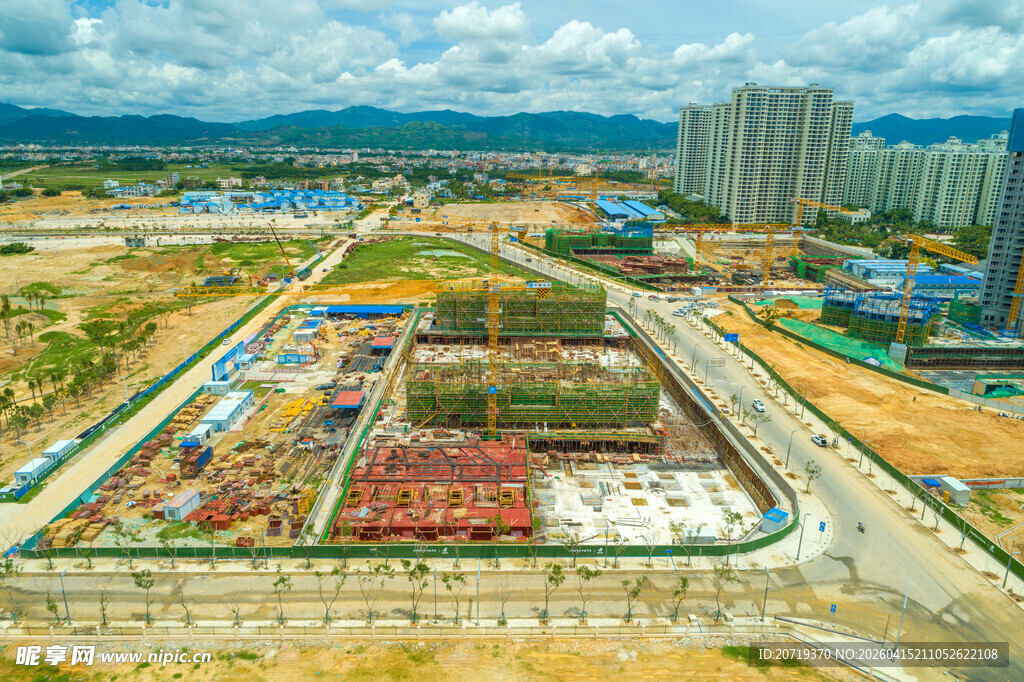 城市在建工地俯瞰景象